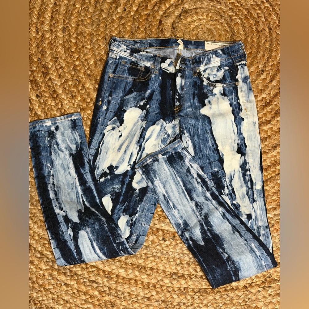 Rag & Bone Indigo and White Denim 27w skinny - Picture 1 of 4